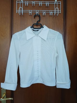 Blusa blanca rayas - transparente