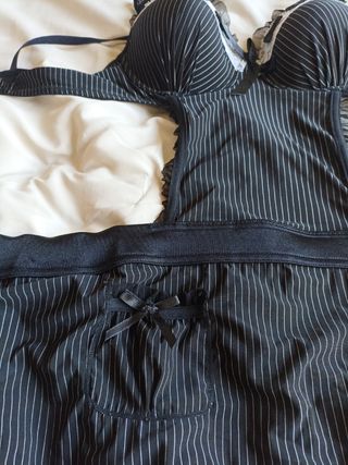 Conjunto lencería - Delantal sexy blanco y negro