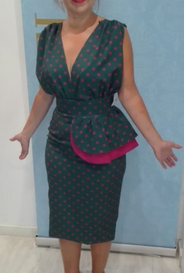 Vestido lunares verde & rosa