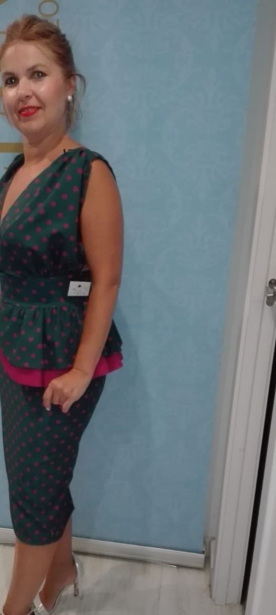 Vestido lunares verde & rosa