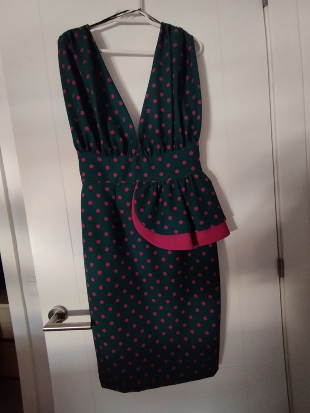 Vestido lunares verde & rosa