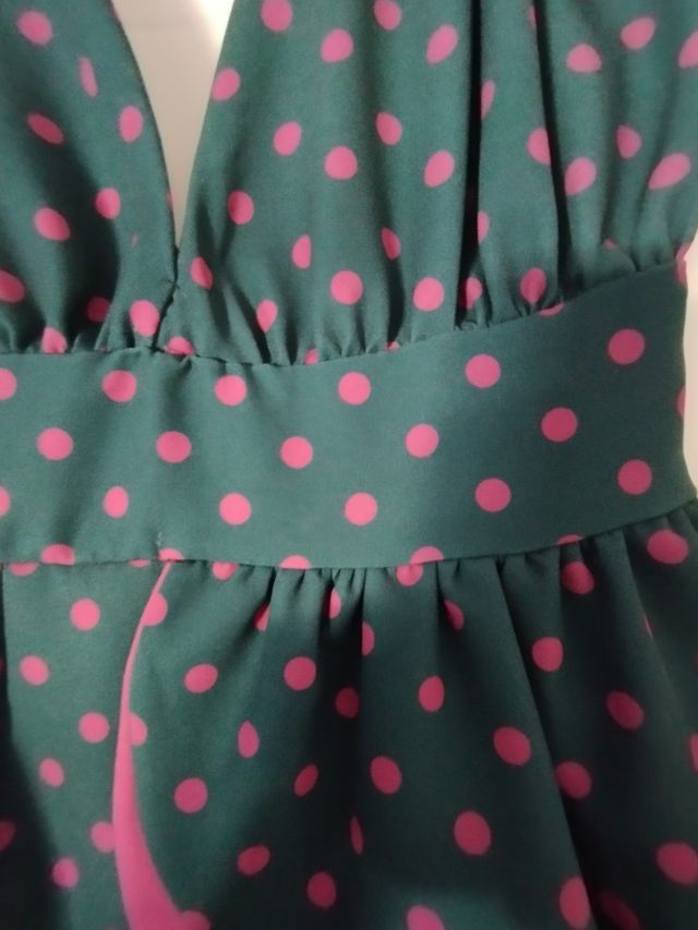 Vestido lunares verde & rosa