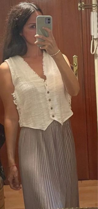 Falda plisada Zara plata - Talla S