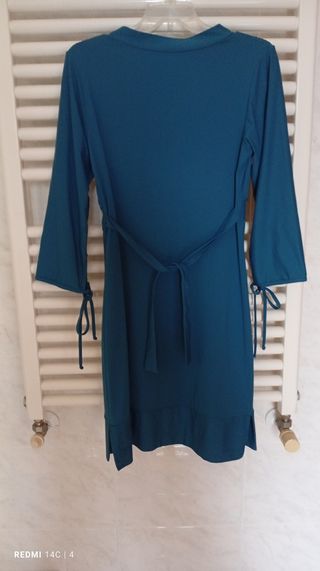 Vestito blu petrolio maniche 3/4