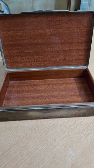 Caja metálica plateada vintage