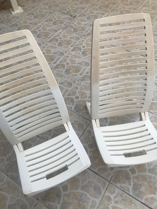 2 Sillas playa plegables blancas