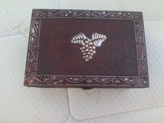 Caja madera antigua - marrón plata