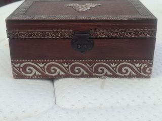 Caja madera antigua - marrón plata