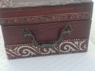 Caja madera antigua - marrón plata