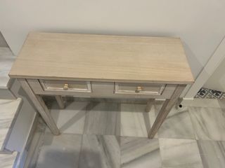 Mesa consola 2 cajones - Blanco decapé