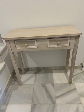 Mesa consola 2 cajones - Blanco decapé