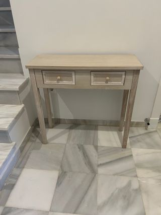 Mesa consola 2 cajones - Blanco decapé