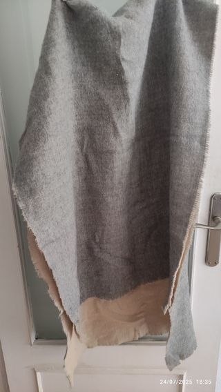 Foulard lana reversible gris-beige