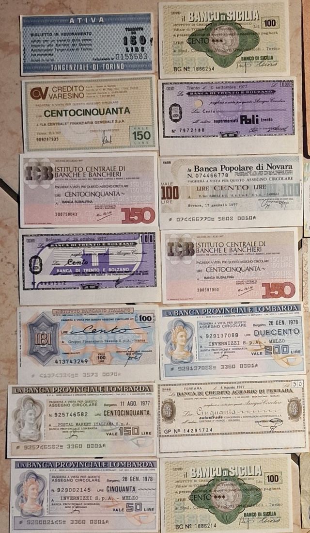 Mini-assegni bancari vintage