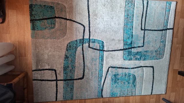 Alfombra turquesa y gris 1.20x1.70