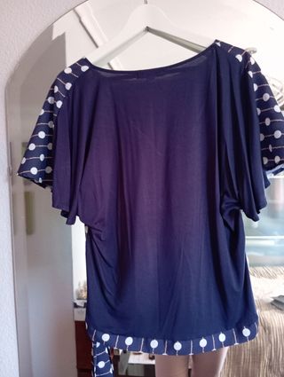 Blusa puntos azul Cortefiel 