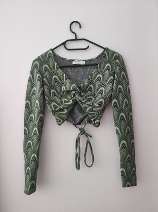 Top manga larga estampado de Bershka 