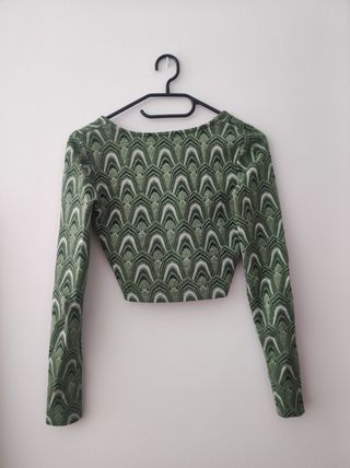 Top manga larga estampado de Bershka 