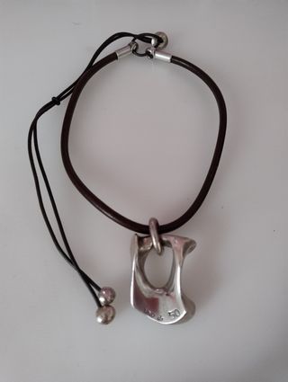 Collar Uno de 50 - Piel Marrón Plata