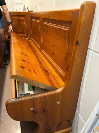 Mesa cocina madera maciza con banco rinconero 