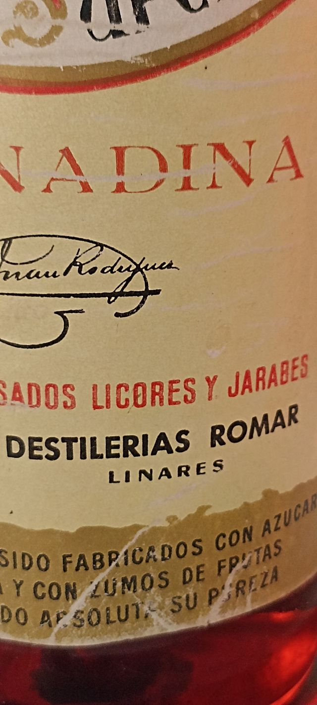 Botella de Granadina. Destilerías Romar (OB43)