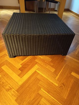 Mesa centro marrón oscuro mimbre plástico 