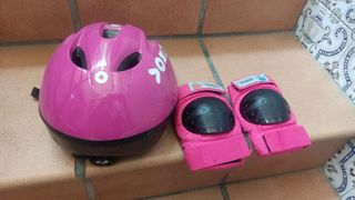 Casco y rodilleras niña BTWIN Oxelo