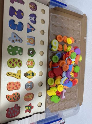 Juego madera números formas