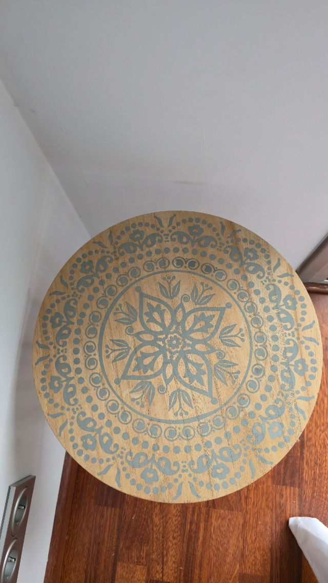 Mesita madera metal gris-marrón