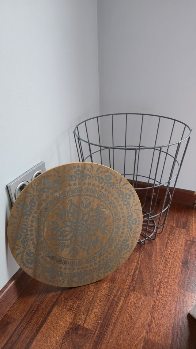 Mesita madera metal gris-marrón