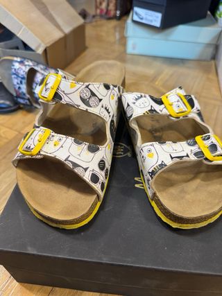 Sandalias gato - blancas y amarillas