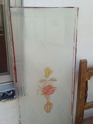 Cristal puerta vintage con flores