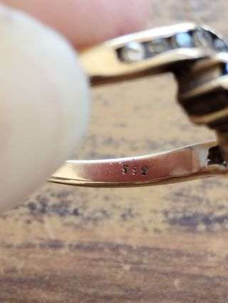 Anillo oro 8k zafiros circonitas años 80