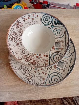 Vajilla vintage cerámica pintada a mano