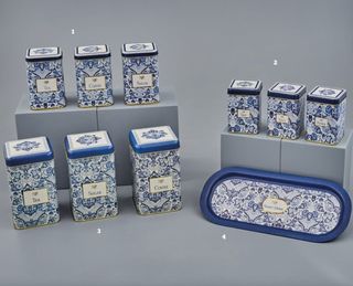 Set 3 barattoli spezie EVLE, blu-bianco