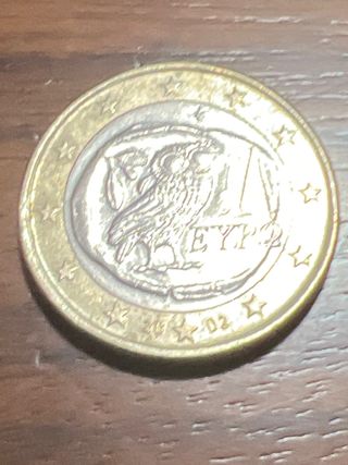 Moneda 1 euro Grecia 2002 Buho de la suerte