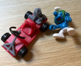 Los Pitufos lote 2 figuras bici & kart schleich