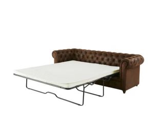 Sofá cama marrón de piel sintética