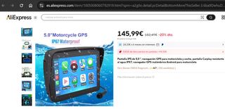 Carplay moto IP67. Pantalla táctil 5". Navegador