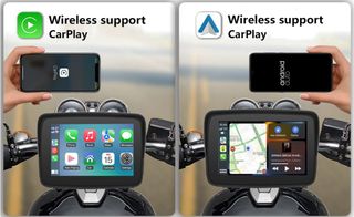 Carplay moto IP67. Pantalla táctil 5". Navegador