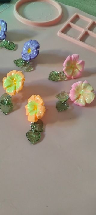 Aretes artesanales flores