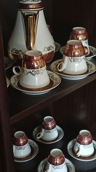 Juego café porcelana dorado-blanco Vintage 