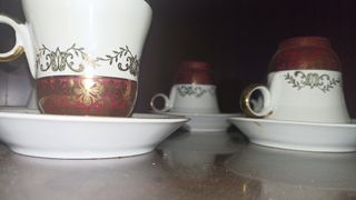 Juego café porcelana dorado-blanco Vintage 