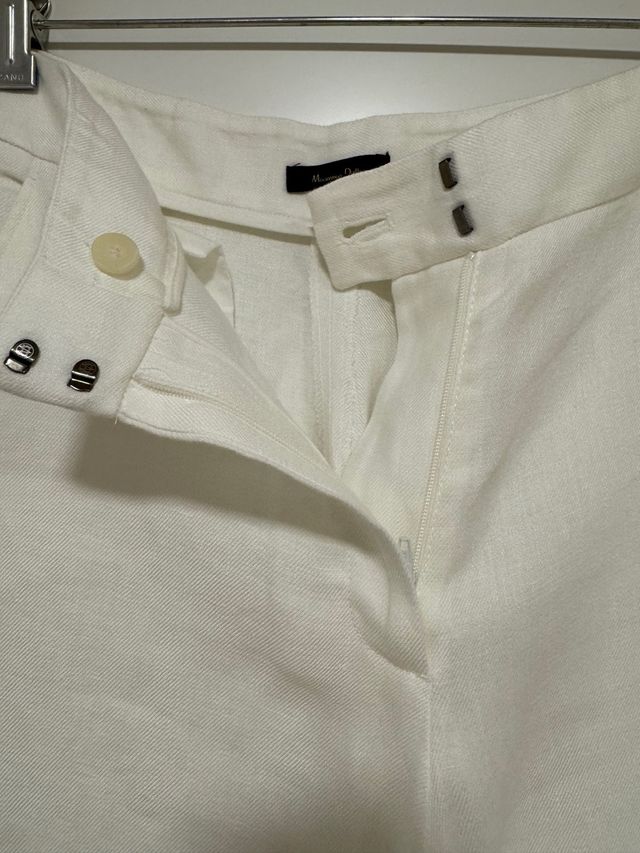 Pantalón Lino Massimo Dutti blanco