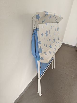 Bañera bebé plegable blanca y azul