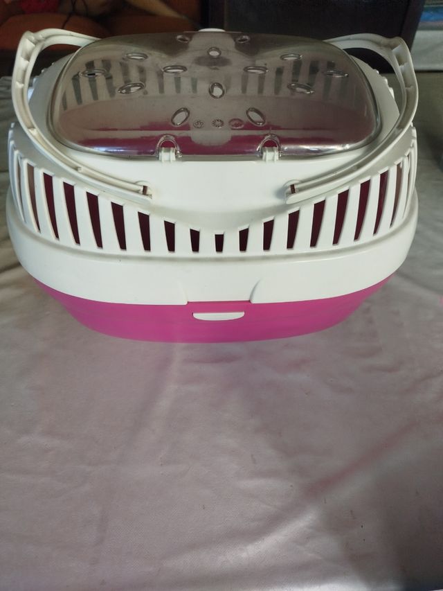 Transportín mascotas rosa-blanco