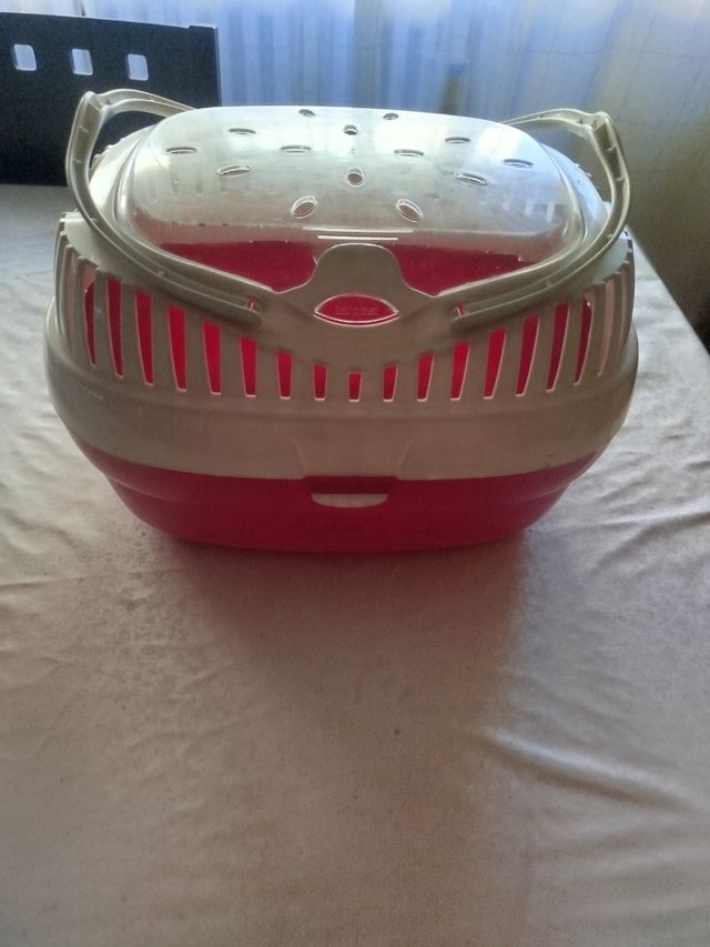 Transportín mascotas rosa-blanco