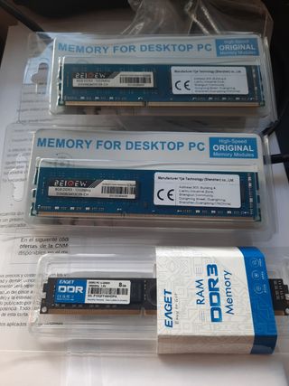 Memorias DDR3 8GB - RAM 3 modulos