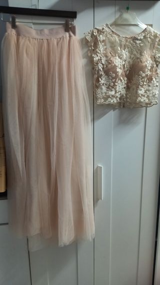Vestido beige 2 piezas