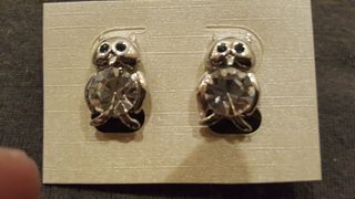 Pendientes búho plateado